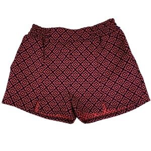 Moonlight Women's S Black Red Geometric Jacquard High Rise Elastic Waist Shorts
